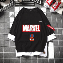 Load image into Gallery viewer, Marvel Logo &amp; Hanged Spiderman/Deadpool/Captain Layered Tee
