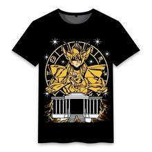 Load image into Gallery viewer, Saint Seiya 12 Gold Saint Comic Pattern Black Summer T-shirt
