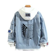 Load image into Gallery viewer, Attack on Titan Stylish Hooded Denim Jacket
